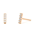 Unique Earrings Jewelry 925 Sterling Silver Gold Plated Bar Stud Earrings With Cubic Zirconia
