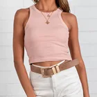 Sexy Tank Top Women'S Summer Rib Sexy Sleeveless Short Tank Top O-Neck Crop Top Multi Colors Black White Pink