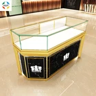 Best Selling Black Marble Glass Cabinet Base Gemstone Jewelry Store Furniture Design Quarter Vision Corner Display Case