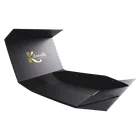 Flip Open Paper Magnetic Bow Black Foldable Packaging Folding Magnet Closure Lock Top Gift Box