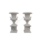 Roman Style Hand Carved Abstract White Stone Flower Pot
