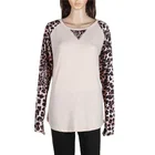 Womens wholesale custom raglan leopard long sleeve t shirt