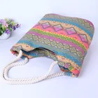 Wholesale woman fashion colorful ethnicity summer bag cheaper customized canvas handbag tote beach bag