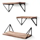 RTS Iron steel wire wooden MDF Wall mounted Kitchen Bathroom Storage Shelf Rack organizer bin