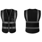 Hycoprot Custom Logo Pen Tool Pockets Black Mesh Reflective Safety Vest with Intercom