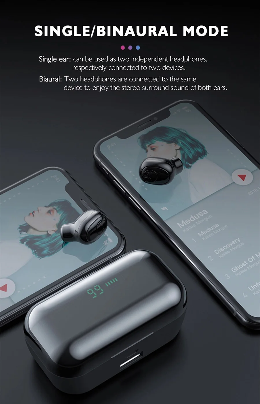 G6S Bluetooth Earphones TWS Headphones 8D Stereo Sport Wireless Earbuds Waterproof Earpeices Wireless Charging 3500mAh chargebox - ANKUX.COM