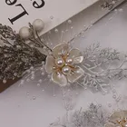 Pearl chain water drill hairpin bridal hair clip flowers wedding dress accessories