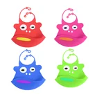 Custom FDA Soft Waterproof Silicone Baby Cartoon Bib With Food Catcher Baby Silicone Bibs Silicone Baby Products
