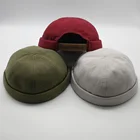 Custom Canvas Brimless Baseball Caps,Plain Leather Hook Loop Brimless Hat,Cotton Visorless Sailor Cap