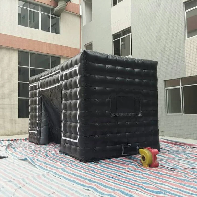 Commercial Black Portable Inflatable Tube Kiosk Blow up Booth Inflatable Cube Party Tent