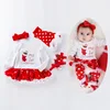 Christmas kids boutique big snowflake ha dress suit cotton long-sleeved dress for 0-2 year old little girls