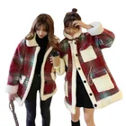 Winter Plus Velvet Thickening Christmas Style Woolen Coat Women Cotton Coat