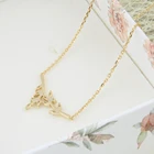 Gold Dainty Jewelry 925 Silver CZ Cubic Zirconia Leaf Necklace For Women Ladies