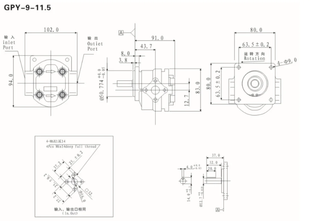 Replace GPY series GPY-3R,GPY-4R,GPY-5.8R,GPY-7R, GPY-8R,GPY-9R,GPY-10R,GPY-11.5R micro hydraulic gear pump