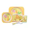 Toddler Plates Eco Friendly Bamboo Fiber Toddler Divided Plate Set Honeybee Printed 5 Piece Children Dining Set