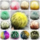 Fur Girl Fur Fur 18-20 Cm Big Faux Fur Pom Pom Beanie Knit Hat Toppers For Girl Warm Winter Hat