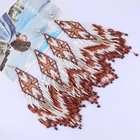 Earrings Customized New Beaded Tassel Earrings Handmade Exaggerated Long Fashionable Alloy Female Earrings