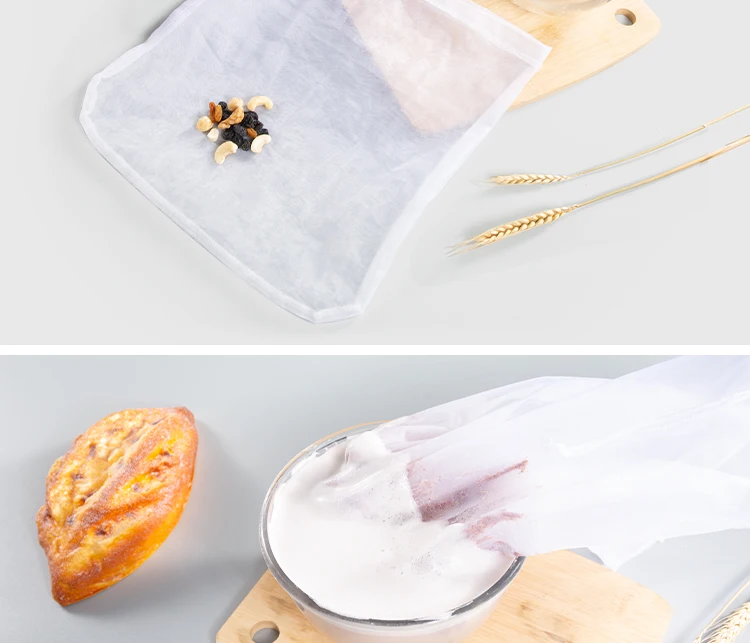 ナットのミルク袋の食品等級のろ過のためのナイロン網ミクロンの浄水器袋 6