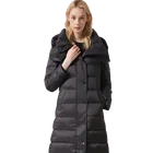Wholesale Light Duck Down Jacket Women's Long Sleeve Black Hooded Coat