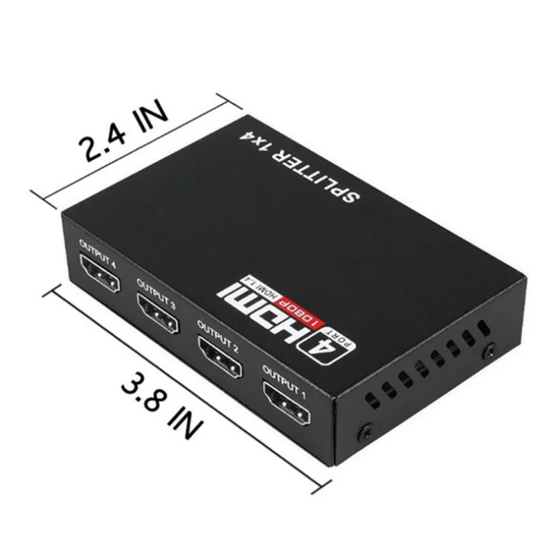 HD Splitter 1 In 4 Out Full HD 4-Port Hub Repeater Amplifier v1.4 3d 4K 1080p hd 1.4 splitter For HDTV DVD PS3 Xbox EU