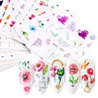 24 designs spring flowers nail art decals roses water transfer nail stickers