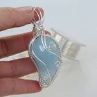 Silver Copper Wire Wrapped Larimar Silver Pendant