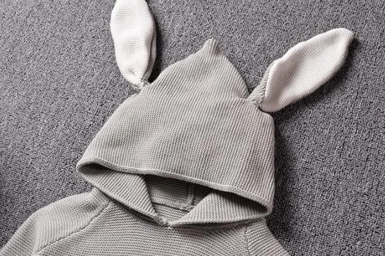 Baby Hoodies Cute Rabbit Ears Toddler Knitting Sweater_7