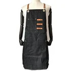 Hot Sale Unisex Adjustable Denim Jean Kitchen Barista Apron With Pockets And Embroidery Logo
