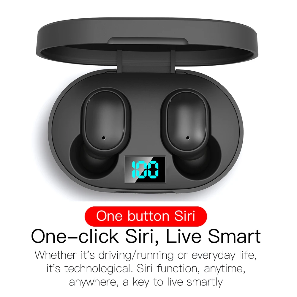 LCD Display E6S TWS Wireless Earbuds 3D Stereo Mini Bluetooth Earphone 5.0 Sports Waterproof Headset Airdot for Xiaomi Redmi - ANKUX.COM