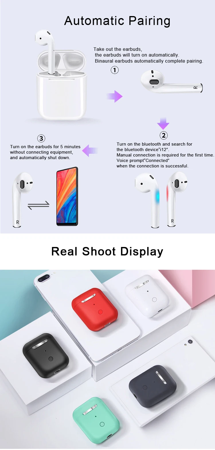 i12 Wireless Earbuds Factory Touch Function i12 tws i10 Wireless Bluetooth Earphone Headphone Manufacturer for Apple Earphone - ANKUX.COM