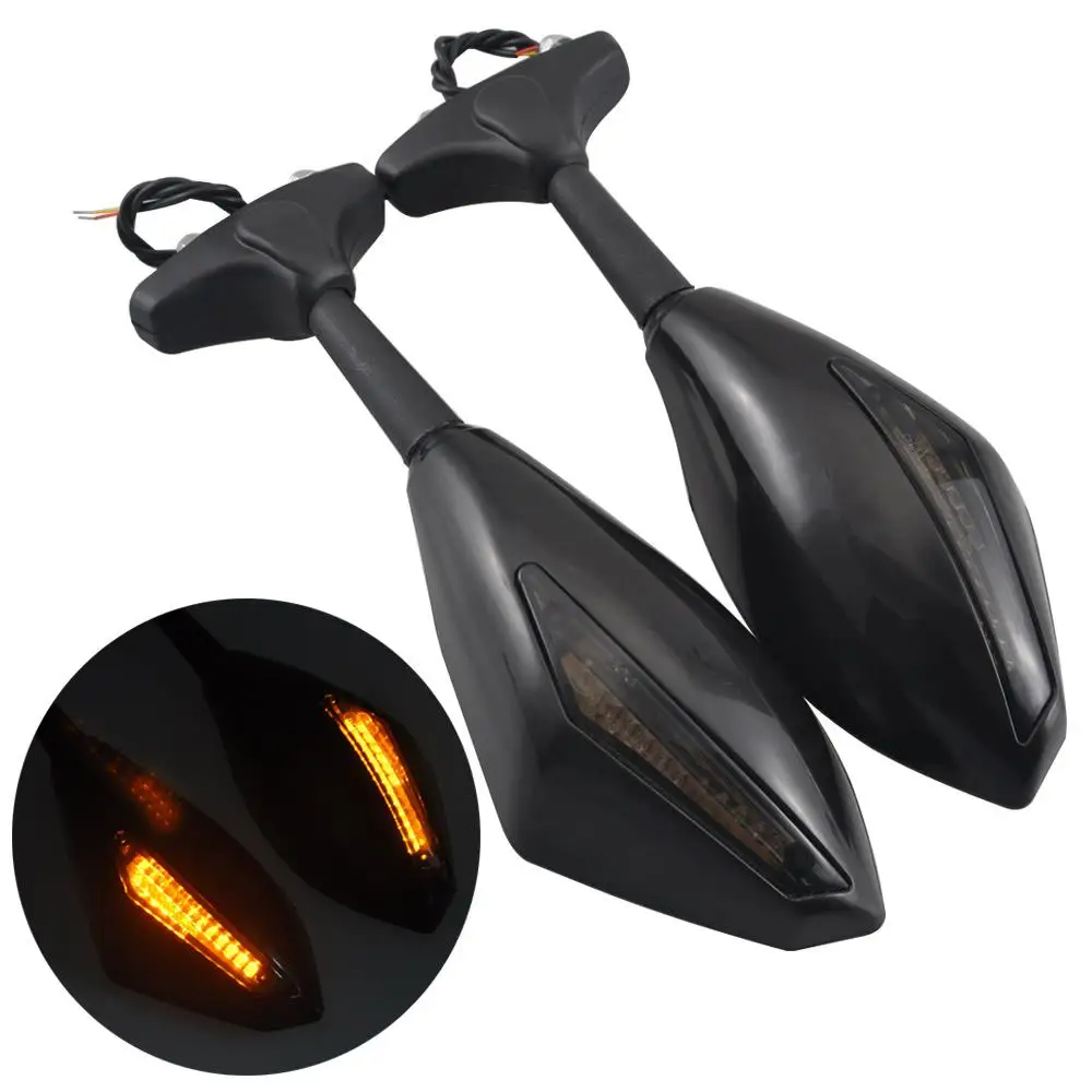 Motorcycle LED Turn Signal Rearview Mirrors For NINJA 6R 9R 650R 250R 636 YAMAHA YZF R1 R6 R6S/ SUZUKI GSXR 600 750 1000 Triumph