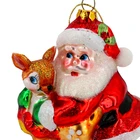 Glass Painted Ornament Hanging Father Christmas Decorations For Xmas Decor.