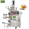 Vertical automatic Inner and outer tea granule powder filter bag filling and packing machine with tag and thread