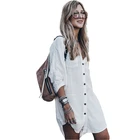 V Neck Long Sleeve Tunic Dress Swimwear for Women Bathing suit cover up beach shirt