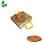 Custom Printed Kraft Paper Pizza Box Carton Biodegradable Pizza Box with Handle for food take away