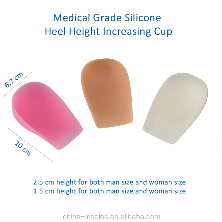 New Design medical grade silicone Soft Invisible Height Increase Heel cup for man and woman