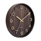 Number Clock For 12 Inch Hot-selling Dark Wooden Embossed Number Plastic Wall Clock For Home Decor