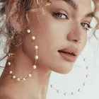 New Fashion Boho White Pearl Round Circle Hoop Earrings Women Large Size Earrings pearl earring for women