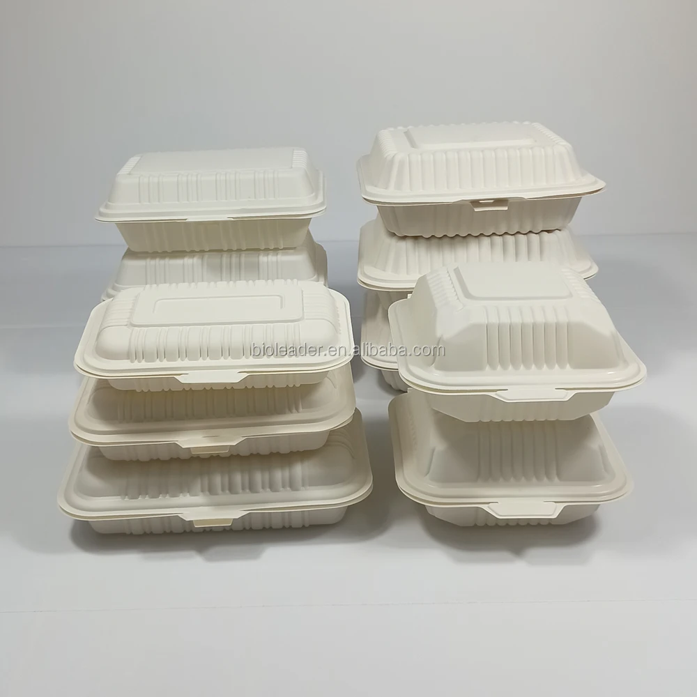 Wholesale 100% Biodegradable and Compostable Disposable Cornstarch Plastic Takeaway Food Burger Container
