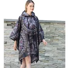 Adult polyester cloth waterproof cloak raincoat lady portable outdoor hiking 3 in 1 adult poncho