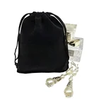 Custom logo printed double velvet Jewelry pouch bag with drawstring