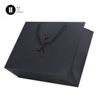 Screen printing Logo Retail Reinforced Black Craft Paper Bag With Handles