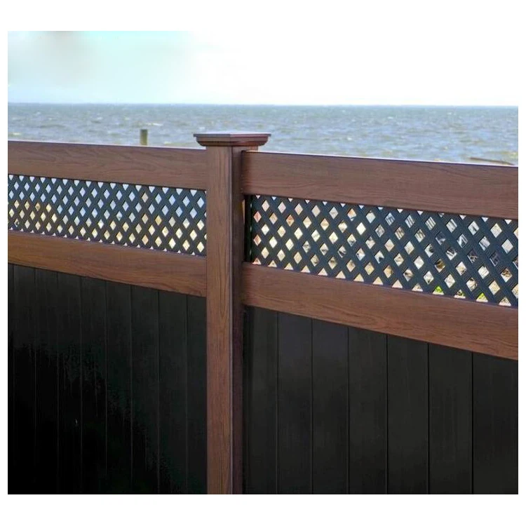 High Quality Garden Pvc Strip Fence Wood Grain Privacy Fencing Trellis