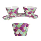 12pcs/pack Mermaid Party Cupcake eco-friendly Paper Cake Decorating Supplies