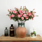 Wholesale single branch roses artificial flowers wedding flower wall panels decoration artificial silk roses