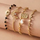 Bracelet Shell Retro Hollow Moon Metal Bracelet Pearl Shell Chain Chain Woven Gravel Star Bracelet