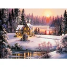 Wholesale 5d Diy Diamond Painting Full Drill House In The Snow In The Forest Diamond Embroidery Wall Art Factory