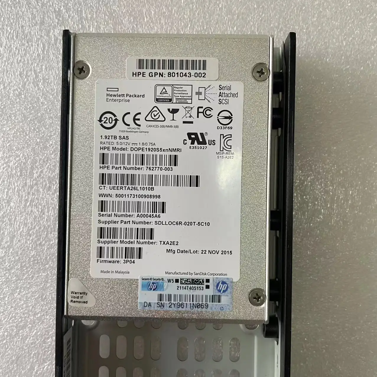 K2p89b Hpe 3par存储8000 1 92tb Sas 6 Gb s Sff 2 5英寸 固态硬盘810771 001 100