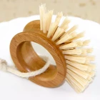 Natural annular shape bamboo household dish cleaner kitchen cleaning brush for vegetable fruit with wooden handle
