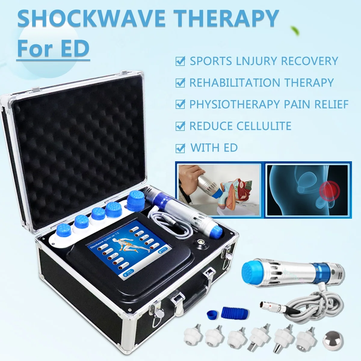 Máquina portátil de disfunción eréctil de terapia de ondas de choque